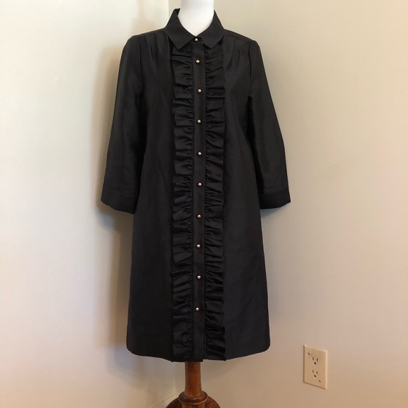 black ruffle shirt dress